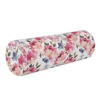 Flowers Watercolor Bolster Pillow Cotton Small Neck Roll Pillow Round Pillows for Sleeping Cylinder Memory Foam Cervical Support Pillow
