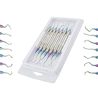 Set of 7 Gracey Periodontal Curettes 1/2-13/14 Double Ended Hollow Handle Multi Rainbow Color Tips Dental Instruments Protective Packing DN-2276