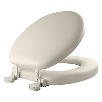 15EC 346 Removable Soft Toilet Seat that will Never Loosen, ROUND - Premium Hinge, Biscuit/Linen