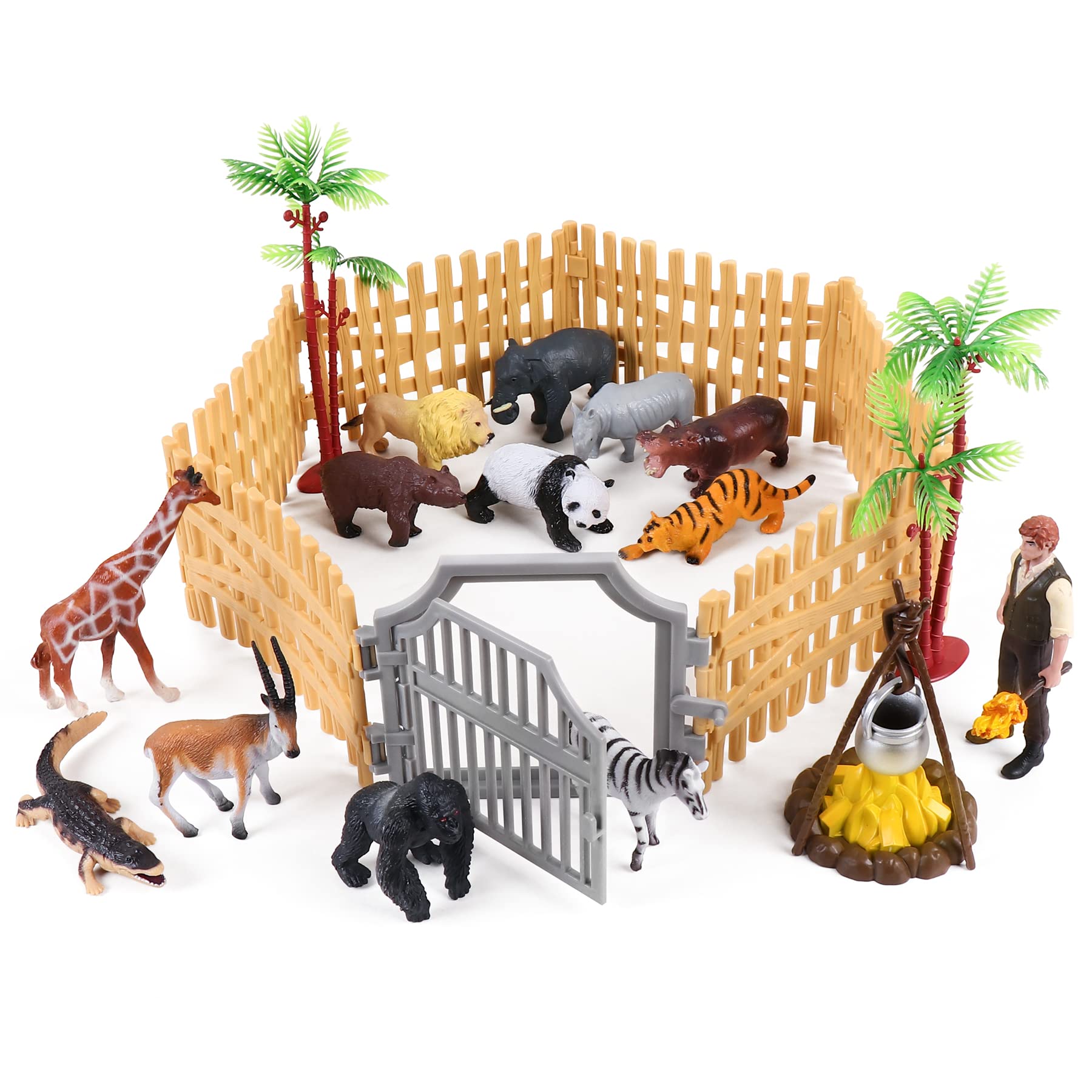 Mua 12 PCS Mini Safari Animals Figures Toys Fence Farm Playset, Realistic  Wild Zoo Animals Miniature Jungle Animal Small Toy Figures Kids Educational  Toys for Boys and Girls 3-12 Years Old trên
