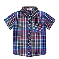 Polyester Shirt Boys Toddler Boys Short Sleeve Fashion Plaid Shirt Tops Coat Outwear for Babys Clothing Kids Top