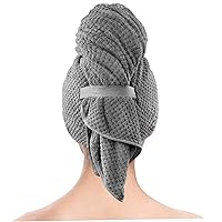 Microfiber Hair Towel Wrap for Women, Super Absorbent & Quick Drying Hair Wrap, 39x24 Super Soft Hair Turban Towel with Elastic Strap Hair Towel Wrap for Women