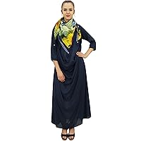 Bimba Designer Cowl Maxi Dress for Women's Casual Summer Dresses with Printed Tassel Scarf