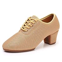 HIPPOSEUS Breathable Mesh Jazz Dance Shoes Latin Practice Shoes Lace-up for Women