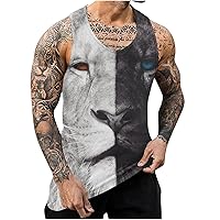 Camisetas Estampado león para Hombre camisola Mangas a la Moda Camiseta Mangas Chaleco Cuello Redondo ropa 2023
