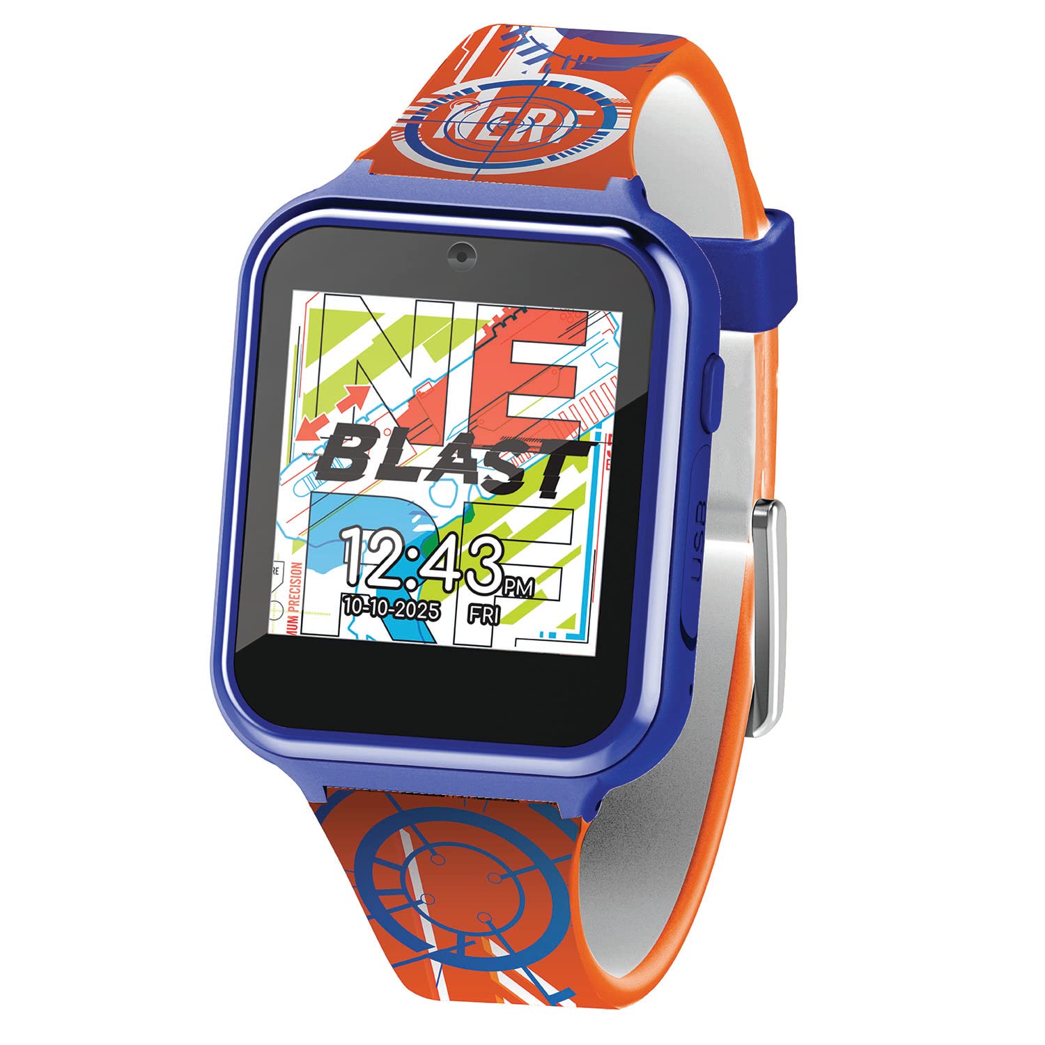 Accutime Nerf Kids Orange Educational Learning Touchscreen Smart Watch Toy for Girls, Boys, Toddlers - Selfie Cam, Learning Games, Alarm, Calculator, Pedometer & More (Model: NRF4019AZ)