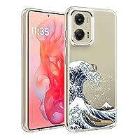 Unov Case Compatible with Motorola Moto G Stylus 2024 5G Clear with Design Soft TPU Shock Absorption Slim Embossed Pattern Protective Back Cover 6.5 inches (Great Wave)