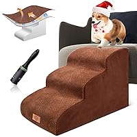 Kphico Sturdy Foam Dog Stairs for High Beds or Couches,Non-Slip 3 Tiers Pet Steps,15.7