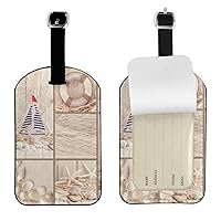 Boat Beach Starfish Shell Luggage Tag Hang Tag, 1 Piece Luggage Tag, Leather Luggage Tag, for Suitcase and Travel Bag