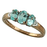 Carillon Stunning Blue Apatite Oval Shape 6X4MM Natural Earth Mined Gemstone 10K Rose Gold Ring Wedding Jewelry for Women & Men