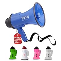Pyle Compact Battery-Operated Megaphone with Siren - 30 Watt Power, Microphone, 2 Modes, PA Sound, Bullhorn, Foldable Handle for Cheerleading, Police Use (Blue)