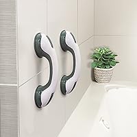 NLAAHCE Shower Handle - 12” 2-Grab Bars for Bathroom, Ultra Grip Dual Locking Safety Suction Cups, Shower Handles for Elderly – Seniors, Disabled, Handicap, Elderly Assistance Product, 2-Count/Pack