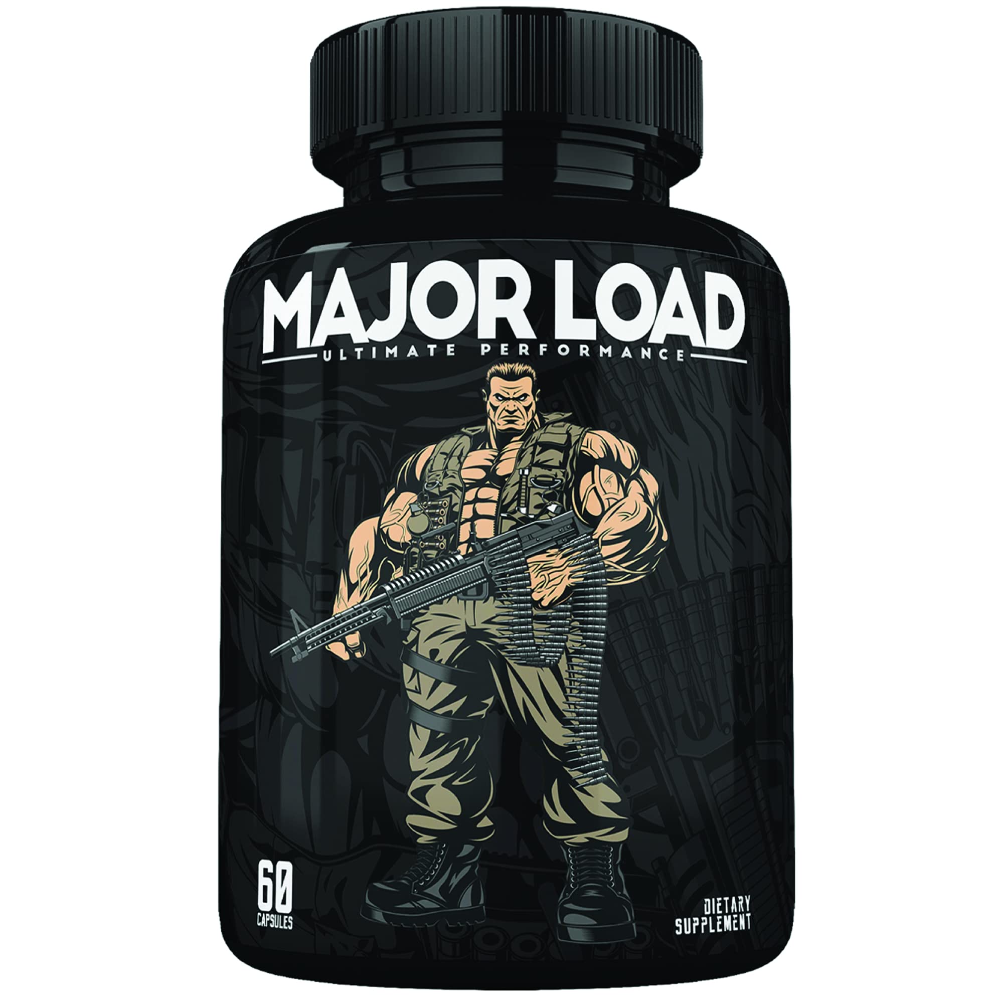 Major Load Testosterone Booster for Men - Tongkat Ali Mens Supplement - w/Horny Goat Weed & Tribulus Terrestris - Energy, Stamina, Strength - 60 Capsules