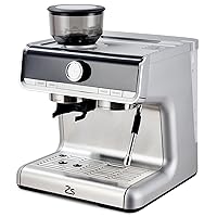 Espresso Machine, 20 Bar Professional Coffee Maker with Grinder and Milk Frother Steam Wand, 2.8L Water Tank for Latte, Cappuccino, 1450W