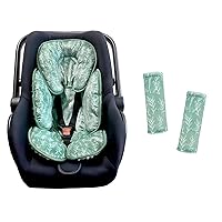 Baby Car Seat Strap Covers Shoulder Pads for Baby Kid, Green Baby Car Seat Head and Body Support,2-in-1 Reversible CarSeat Insert,Soft Cushion for Stroller, Swing, Bouncer,Green Sage