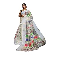 Indian Woman Designer hand weaving Border & Pallu Muslin Saree Sari blouse 905d