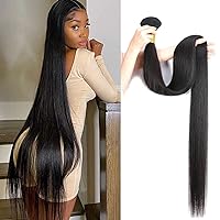 30 Inch Long Bundle Human Hair Black Stragiht bundle Extensions Weave Bundle Wavy 100% Unprocessed Remy Sew in 1 Single Bundle Human Hair 12A Brazilian Body Wave Double Weft