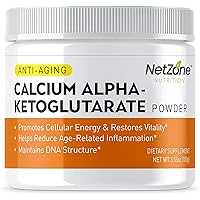 Net Zone Nutrition Calcium AKG, Pure Calcium Alpha - Ketoglutarate Powder (Ca-AKG), for Energy, Vitality, Mental Focus, Clarity & DNA Structure, Non-GMO & Gluten Free - 100 Gram Jar (67 Servings)