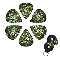 Guitar Picks 6 Pack Thin Medium Heavy Abstract Green Snake Guitar Pick For Men Women Personalized Guitar Plectrum Guitar Accessorie For Acoustic Guitar Electric Guitar Bass Unique Gift 0.71mm