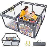 JUSONEY Baby Playard,Baby Playpen with Mat,50”×50” Baby Playpen for Toddler  with Gate, Indoor & Outdoor Playard for Kids Activity Center with