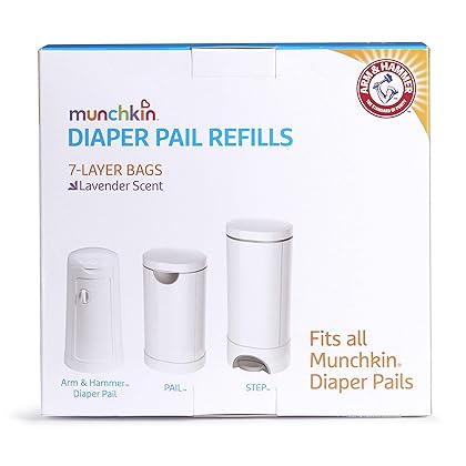 Munchkin® Arm and Hammer Diaper Pail Snap, Seal and Toss Refill Bags, Holds 600 Diapers, White 20 Count