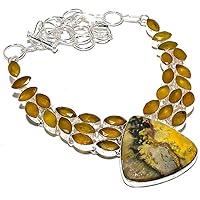 Bumble Bee Jasper, Yellow Sapphire 925 Sterling Silver Necklace 18