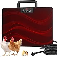 Kesfitt Chicken Coop Heater,Radiant Heat Panel with Handle,5 Timing Setting and 3 Temperature Levels,100/200 Watts Energy Efficient Safer Than Brooder Lamp,3 Installation Style