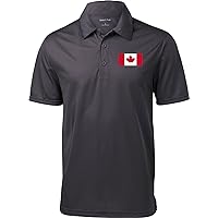 Mens Canada Polo Canadian Flag Pocket Print Textured Polo Shirt