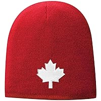 Canada Maple Leaf Patch Fleece-Lined Beanie Hat