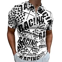 Checkered Flags Race Car Flag Men's Golf Polo Shirts Short Sleeve Top Casual Sport Slim Fit Tee