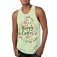 Mens Easter Tank Top Floral Bunny Full Printed Sleeveless T-Shirt 2023 Summer Hawaiian Beach Rabbit Graphic Casual Vest Top