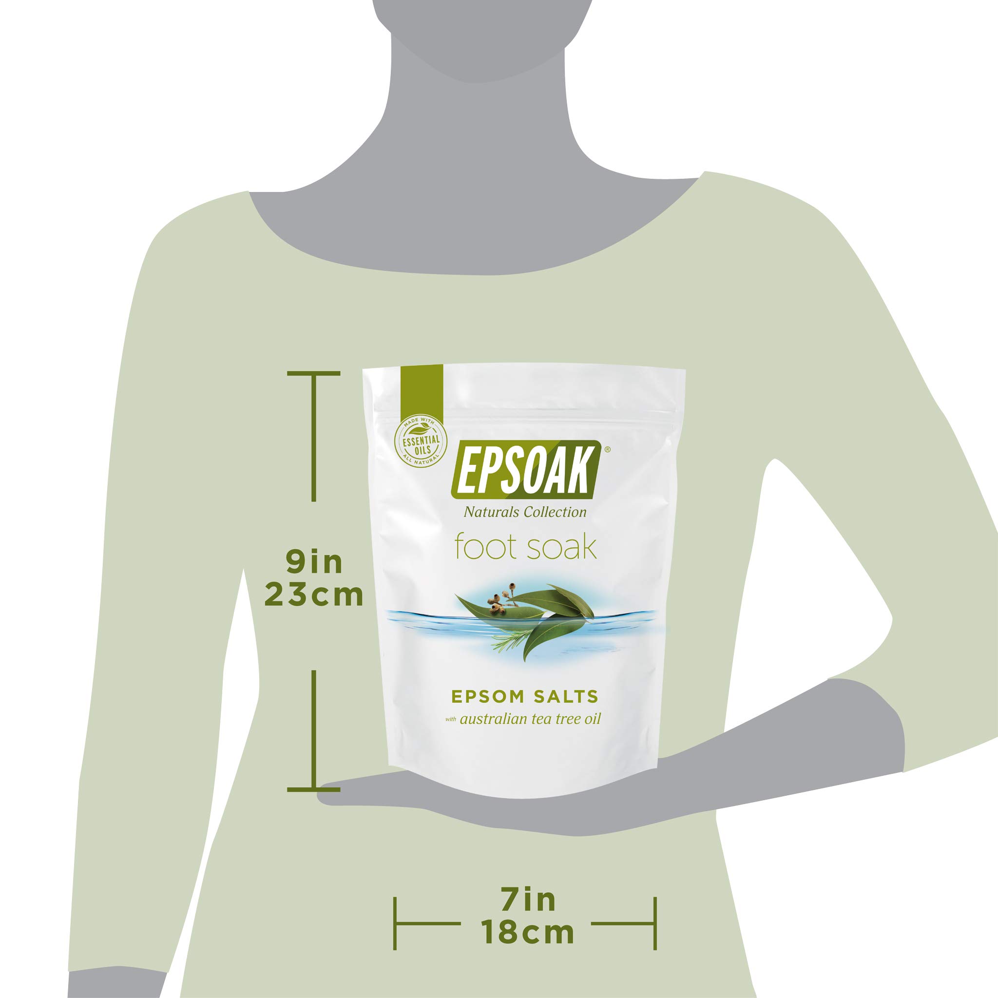 Tea Tree Oil Foot Soak with Epsoak Epsom Salt - 2 Pound Value Bag - Made in The USA