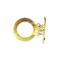 18K Gold Overlay Simple Round Shape Brushed Chip Ring & Sword Shap Bar Toggle TG-182-26MM