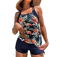 BIKINX Tankini Bathing Suits for Women Two Piece Swimsuits Modest Tank Tops with Boy Shorts Loose Fit Swimwear