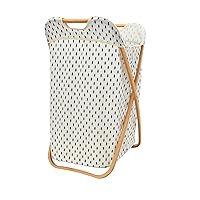 Household Essentials Bamboo X Frame Hamper with Tree Pattern, Black and White