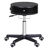 Master Massage Glider Ergonomic Round Swivel Adjustable Rolling Hydraulic Stool Barber Dental Chair in Black for Therapist, Clinic, Tattoo, Spas, Facial, Beauty, Lash, Salons, Home, Studio, Office