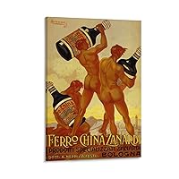 Art Poster Retro Italian Tonic Wine Makes Men Big And Strong Modern Canvas Art Canvas Painting Wall Art Poster for Bedroom Living Room Decor 08x12inch(20x30cm) Frame-style-4