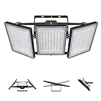 LED Flood Light Outdoor, STASUN 600W 60000lm 6000K Daylight White IP66 Waterproof, Commercial Parking Lot Light,3 Heads for Yard Street Stadium House Floodlight Bright Security Lights for Outdoor Area