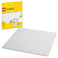 LEGO Classic White Baseplate, Square 32x32 Stud Foundation to Build, Play, and Display Brick Creations, Great for Snowy and Winter Landscapes, 11026