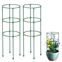 2 Set Plant Support,3 Layer Round Plant Support Stakes Ring Plastic Plant Cage Holder Flower Pot Climbing Trellis for Tomatoes,Rose, Potted Plants,Clivia, Succulents,(8.7