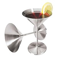Oggi Stainless Steel Martini Glasses - 8oz, Set of 2 - Unbreakable Martini Glasses, Ideal Outdoor Martini Glasses for Boating, RV, Parties, Stylish Cocktail Glasses & Martini Glass Gift Set