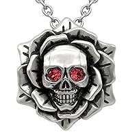 Skull Rose Birthstone Necklace With Crystal 17