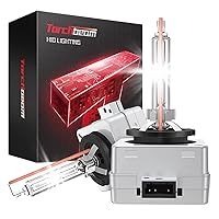 Torchbeam D3S HID Headlight Bulbs, 6000K Cool White, High/Low Beam, Xenon Replacement Bulbs with Metal Stents Base, for 12V Car, Pack of 2