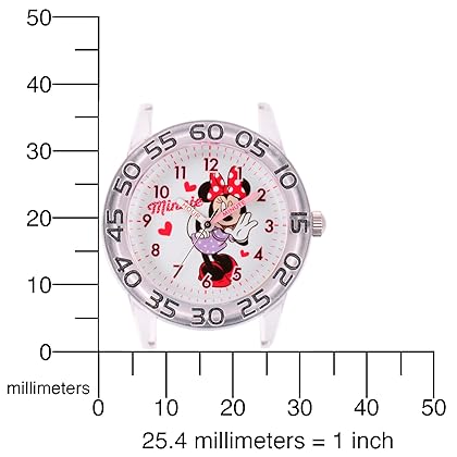 Disney Minnie Mouse Kids' Bezel Stainless Steel Time Teacher Analog Nylon Strap Watch