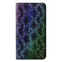 RW3366 Rainbow Snake Skin Graphic Print PU Leather Flip Case Cover for Samsung Galaxy S20 Ultra