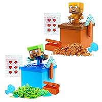Treasure X Minecraft Sand & Sea. Overworld Minecraft Character. Mine, Discover & Craft with 10 Levels of Adventure & 12 Mine & Craft Characters to Collect. 2 Pack