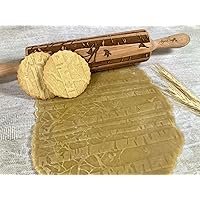 Embossing Rolling Pin BIRCH with CARDINALS. Eengraved Wooden Embossed Dough Roller for Embossed Cookies or Clay by Algis Crafts