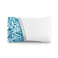 Shredded Memory Foam Pillows, Bed Pillows for Sleeping, Medium Firm Pillows Queen Size Pillow for Side Back Stomach Sleepers, Neck Support Pillow with Washable Removable Cover (1 Pack)