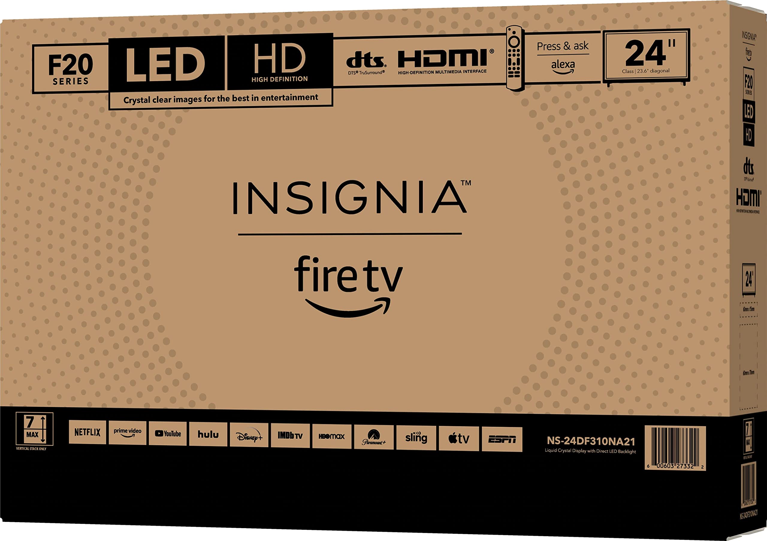 INSIGNIA 24-inch Class F20 Series Smart HD 720p Fire TV (NS-24DF310NA21, 2020 Model)