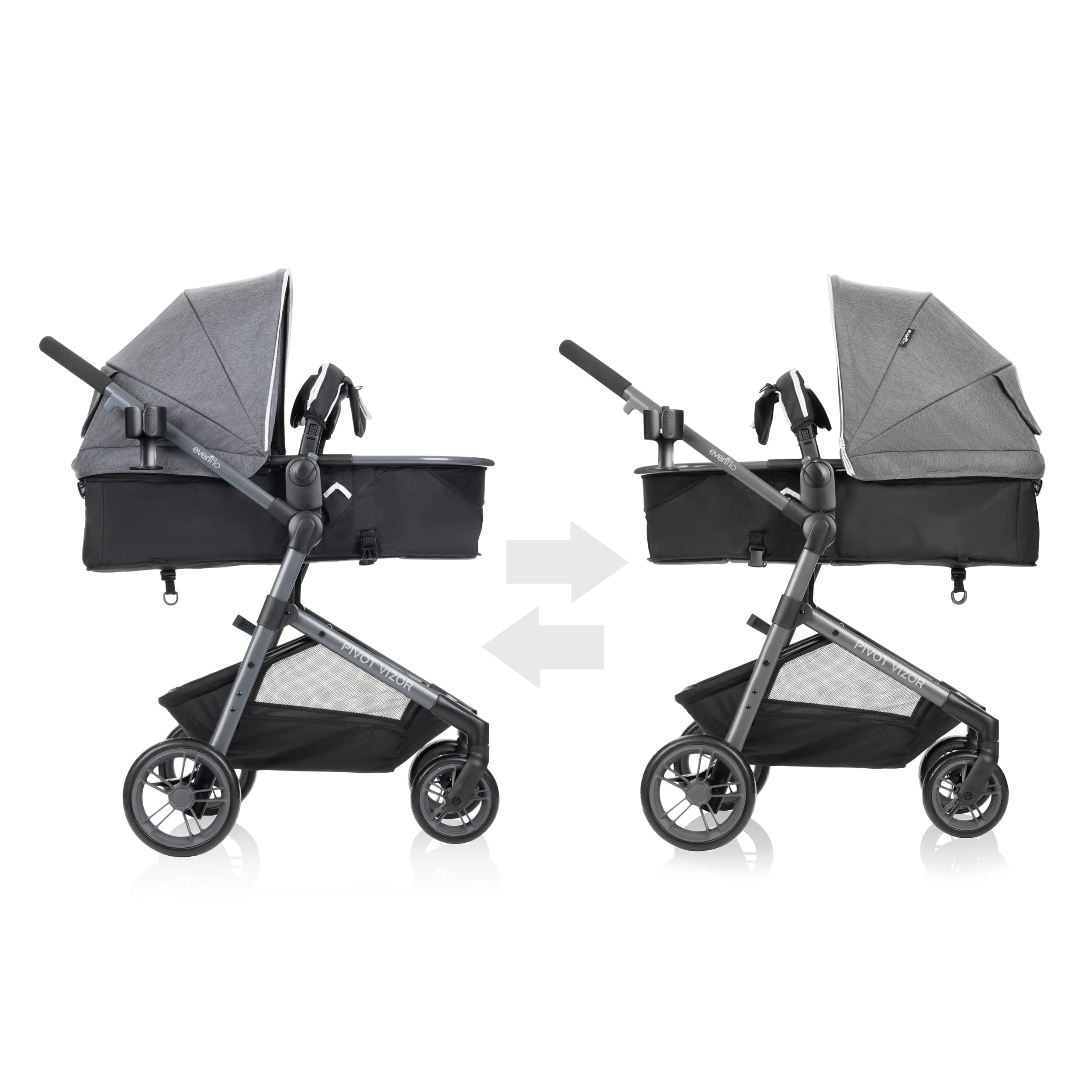 Evenflo Pivot Vizor Travel System with LiteMax Infant Car Seat (Chasse Black)